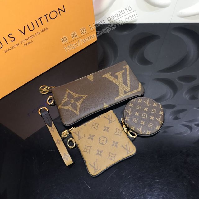 LV包 lv新款手包 M68756 路易威登經典Monogram帆布 三款手拿包 Trio手拿包  ydh3416
